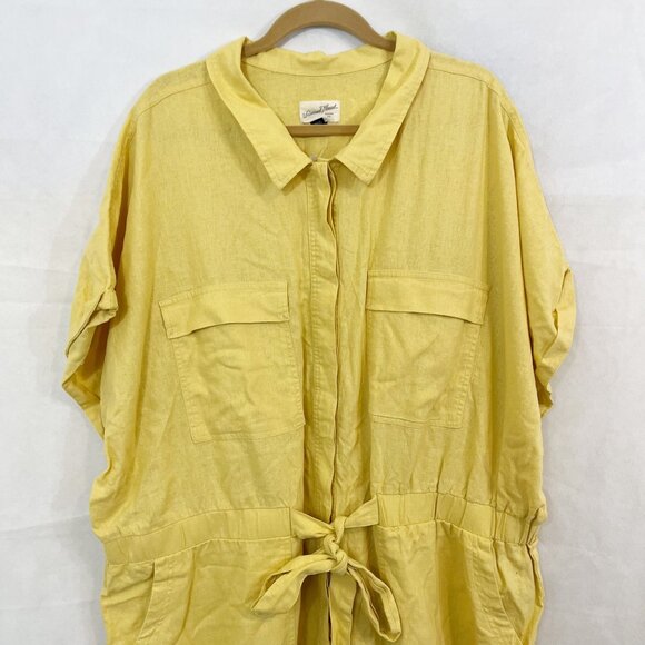 NEW Universal Thread Yellow Linen Utility Jumpsuit Tie Waist - Size 28 - Picture 3 of 9